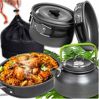 NACZYNIA TURYSTYCZNE ZESTAW GARNKÓW KOMPLET NACZYŃ KEMPINGOWYCH POD NAMIOT