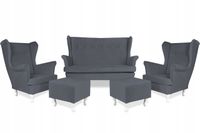 Zestaw wypoczynkowy mebli uszak Ari sofa fotele pufy Family Meble komplet