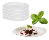 Komplet 6 talerzyków deserowych biały kwadratowy szkło opalowe zmywarka