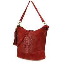 Torebka Skórzana Zamszowa Croco Listonoszka 2 Paski Bordowa Beltimore W13