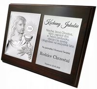 OBRAZEK SREBRNY PREZENT PAMIĄTKA KOMUNII ŚWIĘTEJ