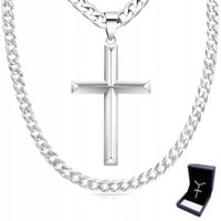 Srebrny ŁAŃCUSZEK Z KRZYŻYKIEM Krzyż WŁOSKI Łańcuch Naszyjnik + GRATIS