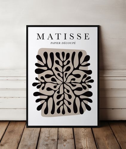 Plakat matisse czarny liść 50x70 cm w czarnej ramie na Arena.pl