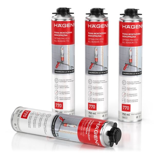 Zestaw - Piana Pianka Montażowa Pistoletowa zimowa Niskoprężna PRO ECO 750 zdjęcie 9