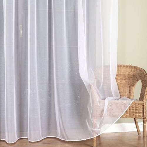 FIRANA GOTOWA BIAŁA WOAL Z LAMÓWKA NA TAŚMIE DO SALONU SYPIALNI 400x250 cm na Arena.pl