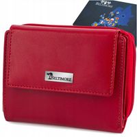 Portfel skórzany damski RFiD skóra na karty klasyk ładny czerwony Beltimore