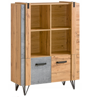 Nowoczesny Regał Otwarty z Szafką 2D Dąb Wotan + Beton 90 cm LOTLER DL