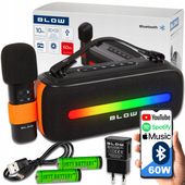 GŁOŚNIK BLUETOOTH PRZENOŚNY RADIO FM USB BEZPRZEWODOWY KARAOKE RGB MIKROFON