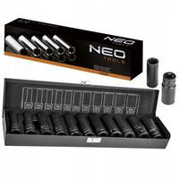 NEO 12-102 NASADKI UDAROWE DŁUGIE 11 ELEM 10-24mm 1/2'''' METALOWA WALIZKA