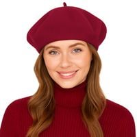 BERET FRANCUSKI DAMSKI damski w stylu francuskim z antenką bordowy