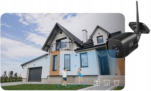 Kamera Zewnętrzna IP WiFi 5MPx 5MP Czarna Wykrywanie ludzi, AUDIO na Arena.pl