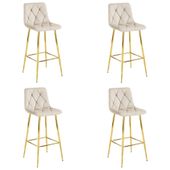 Hoker kuchenny beżowy NADO aksamit wygodne oparcie 4 szt do baru wyspy