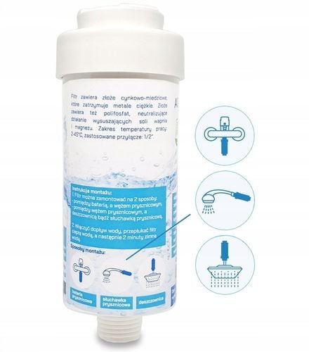 FILTR DO WODY PRYSZNICOWY POD PRYSZNIC USUWA CHLOR BPA FREE AQUA shock na Arena.pl