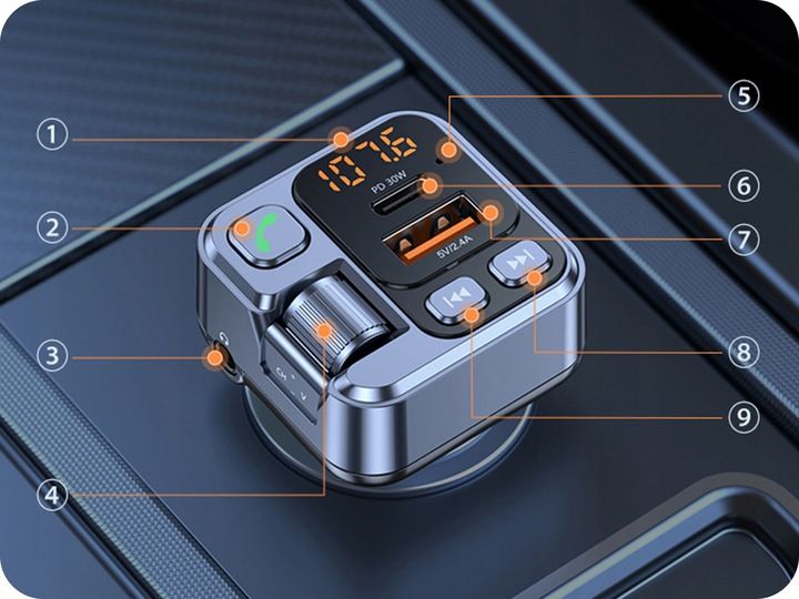 TRANSMITER BLUETOOTH SAMOCHODOWY AUDIO FM MP3 BT SZYBKA ŁADOWARKA USB zdjęcie 7