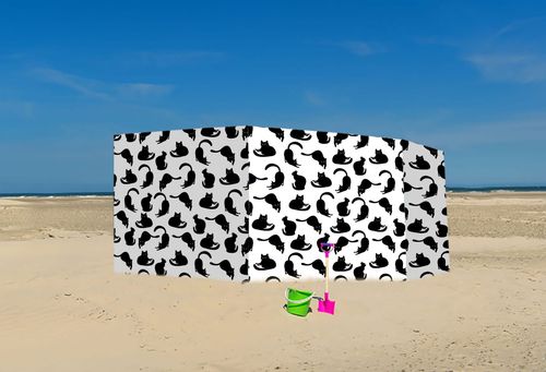 PARAWAN PLAŻOWY Czarne koty z indywidualnym  napisem 4 PANELE 16.4 na Arena.pl