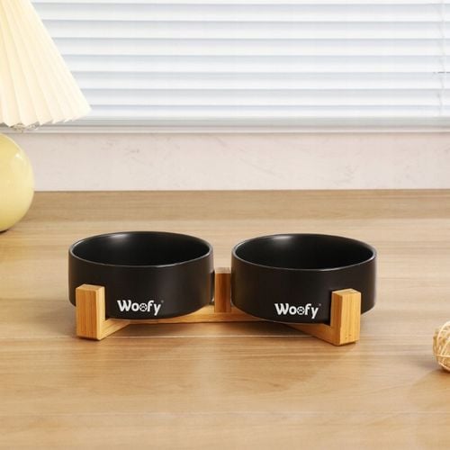 MISKA PODWÓJNA CERAMICZNA NA STOJAKU DLA PSA KOTA MISKI WOOFY 2x 400ml na Arena.pl