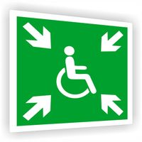 Tablica ewakuacyjna z nadrukiem 10x10 Miejsce zbiórki dla niepełnosprawnych
