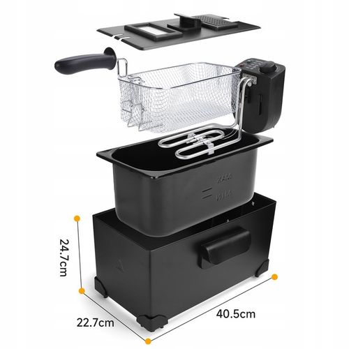 Frytkownica tradycyjna Olejowa Stalowa Mocna 3 l 2200w czarny Aigostar na Arena.pl