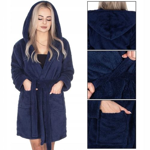 SZLAFROK DAMSKI CIEPŁY Z KAPTUREM R.S/M WIĄZANY W TALII GRUBY DŁUGI MIĘKKI na Arena.pl