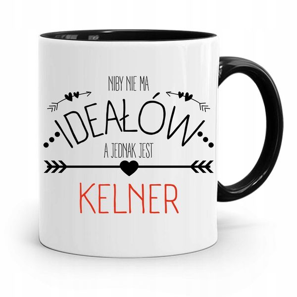 Dla Kelnera Kubek Czarny Niby Nie Ma Ideałów Z Nadrukiem Ze Zdjęciem zdjęcie 1