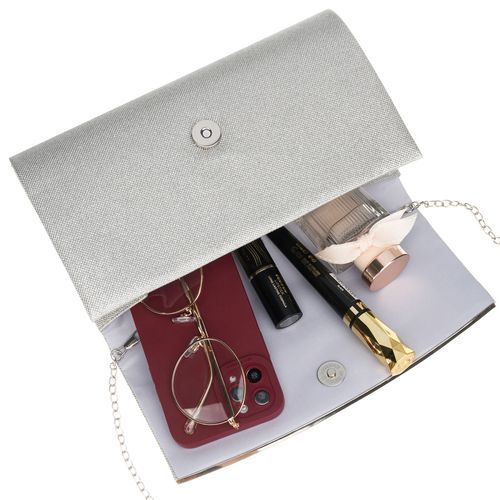 srebrna, elegancka torebka damska wykonana z tkaniny syntetycznej na Arena.pl