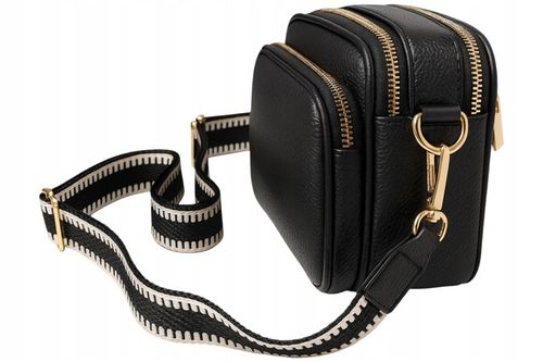 Torebka Damska Listonoszka Czarna, 3 Komory Skóra Eko Szeroki Wygodny Pasek na Arena.pl