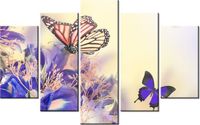70 100CM OBRAZ 5 ELEM MOTYLKI DRUK PŁÓTNO