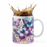 KUBEK CERAMICZNY 330ML DRUK - MOTYL MOTYLE ROBAK SKRZYDŁA WIOSNA KWIATY