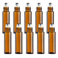 Butelka szklana 10 ml brązowa z roll-on z nakrętką czarną x10