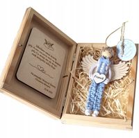 ANIOŁEK W PUDEŁKU DREWNIANYM PERSONALIZOWANY KOMUNIA CHRZEST CHŁOPIEC