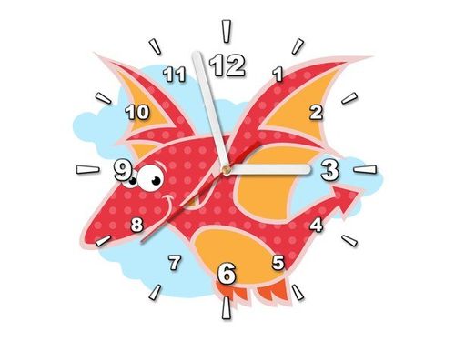 30X30CM ZEGAR LATAJĄCY CZERWONY DINO OBRAZ DREWNO na Arena.pl