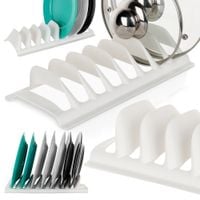 Stojak na Pokrywki Talerze Organizer Kuchenny do Szuflady Szafki Biały