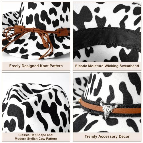 KAPELUSZ KOWBOJSKI COUNTRY WESTERN DLA DOROSŁYCH Uniseks 60CM Czarno-biały na Arena.pl