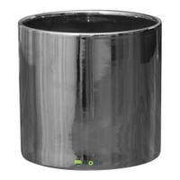 Doniczka osłonka ceramiczna Srebrny połysk walec 16x15 cm szkliwiona gładka