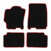 Dywaniki welurowe Mazda 323 BJ 1998-2003 czarne z czerwonym obszyciem