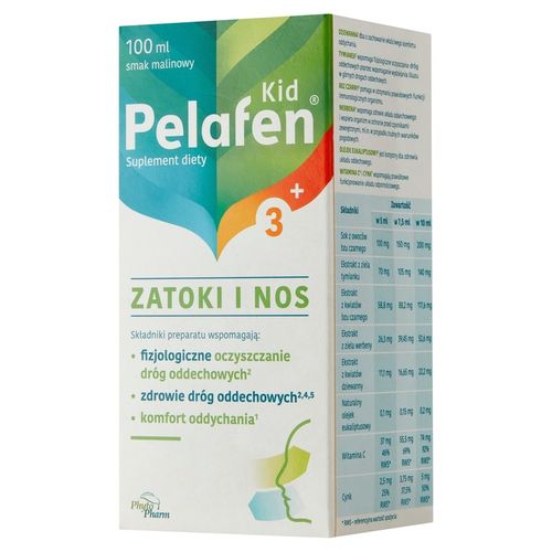 Phytopharm Pelafen KID 3+ Zatoki i Nos 100 ml płyn malinowy na Arena.pl