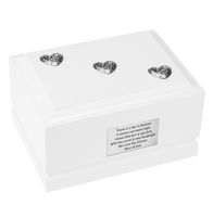 Urna pogrzebowa na prochy dziecka, biała szkatułka  / Plakietka