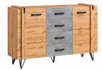 Nowoczesna Komoda Duża 2D4SZ Dąb Wotan + Beton 135 cm LOTLER DL
