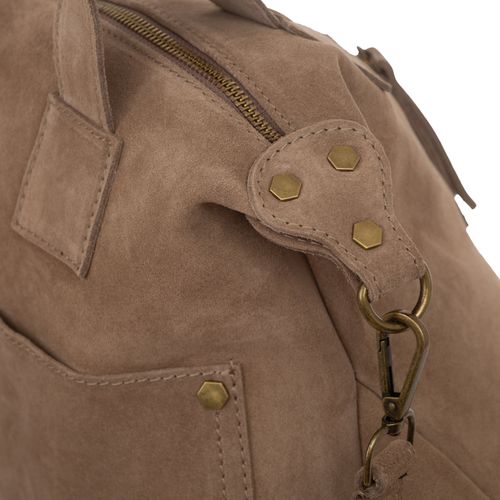 VERA PELLE torebka damska zamszowa shopper z paskiem na ramię V685 taupe na Arena.pl