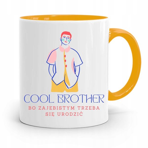 Kubek Żółty Prezent Dla Brata Cool Brother Z Nadrukiem Ze Zdjęciem zdjęcie 1