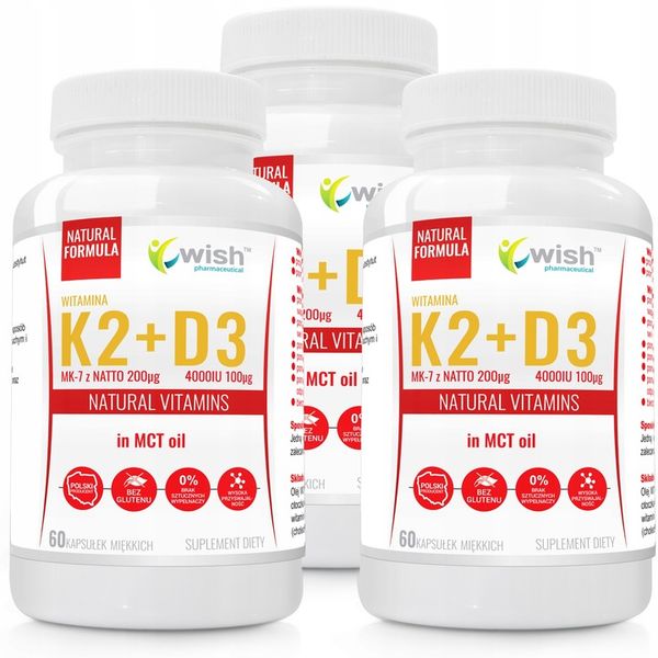 Witamina K2 MK7 natto 200mcg + D3 4000IU MCT 180k zdjęcie 1
