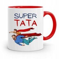 Kubek Czerwony Dla Taty Ojca Super Tata Prezent Z Nadrukiem Ze Zdjęciem