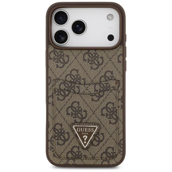 Etui Guess 4G Double Card Triangle do iPhone 17 Pro Max brązowy zdjęcie 3