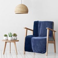 Koc narzuta TEDY 70x160 granatowy miękka bukla + ciepły polar