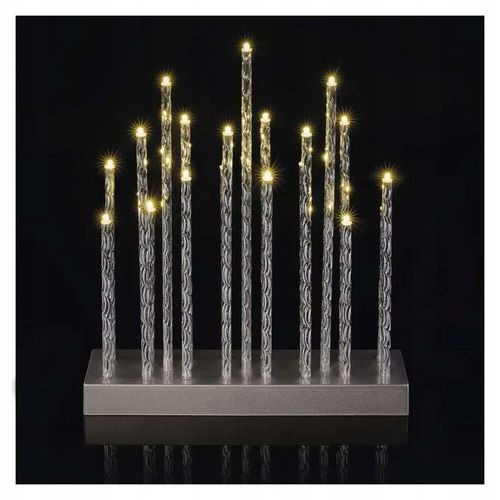 Świąteczny świecznik srebrny 19 LED 28 cm 3x AA ciepła biel IP20 timer EMOS na Arena.pl
