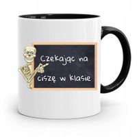 Kubek Czarny Prezent Dzień Nauczyciela Cisza Z Nadrukiem Ze Zdjęciem