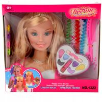 ZESTAW DO MAKIJAŻU GŁOWA DO CZESANIA LALKA DLA DZIECI DZIEWCZYNEK AKCESORIA