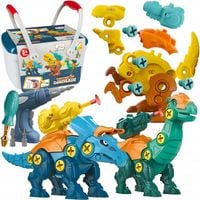 KLOCKI KONSTRUKCYJNE 3 DINOZAURY STRZAŁKI ZESTAW DO SKRĘCANIA + WKRĘTARKA