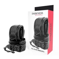 darkness skorzane kajdanki regulowane czarne na ręce i kostki
