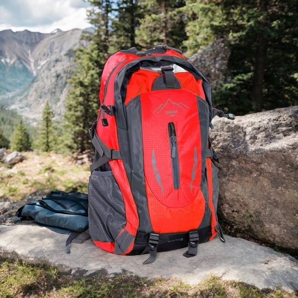 PLECAK TURYSTYCZNY 40L WYCIECZKOWY TREKKINGOWY PODRÓŻNY W GÓRY CZERWONY zdjęcie 9